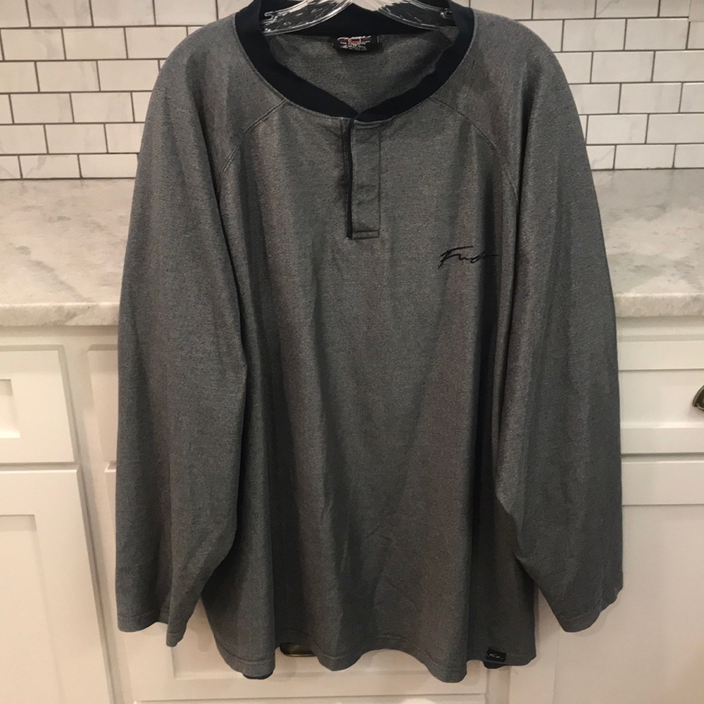 Fubu Shirt Mens 3XL Gray Black Pullover Athletic Long Sleeve Collection